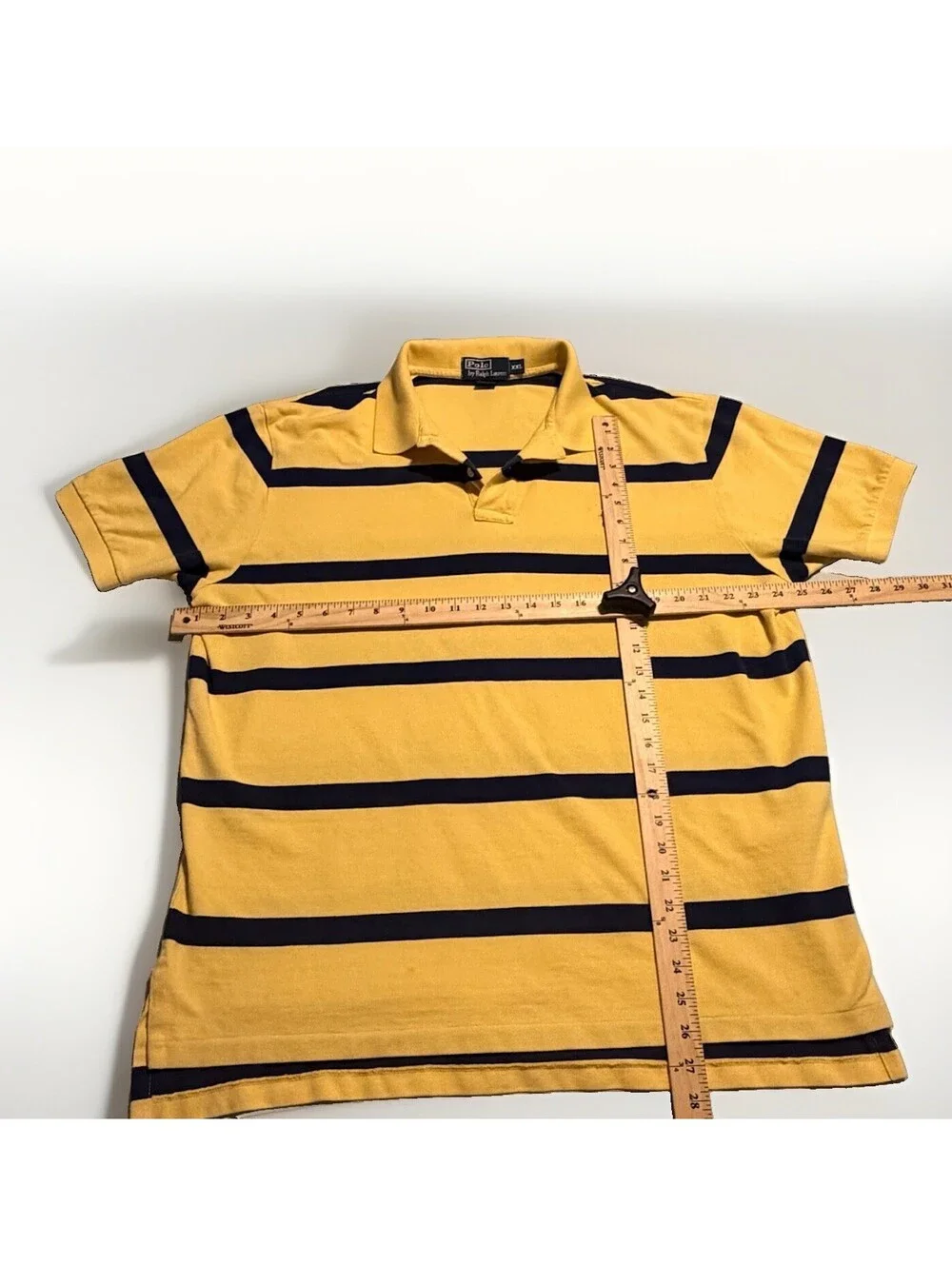 Polo Ralph Lauren Polo Shirt S/S Yellow & Navy Stripe 100% Cotton Sz 2XL